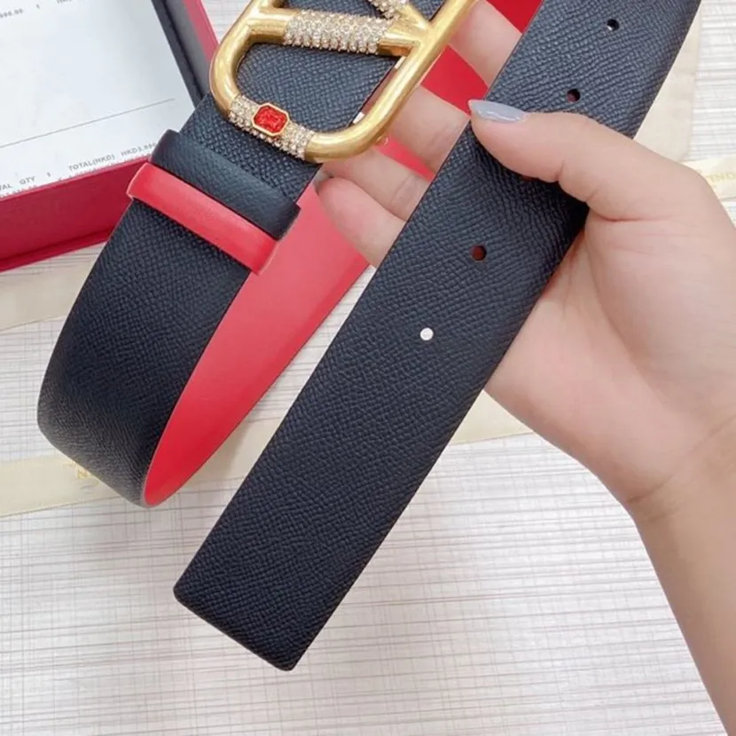 womens belt Designer mens belts 40 mm Valen Luxury brand official replica Diamond V shaped steel buckle ladies waistband for woman208l