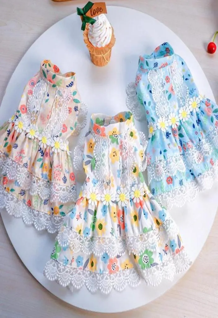 Dog Apparel Summer Lace Dress Pet Clothes For Small Party Birthday Wedding Bowknot Puppy Costume Spring64341448880945