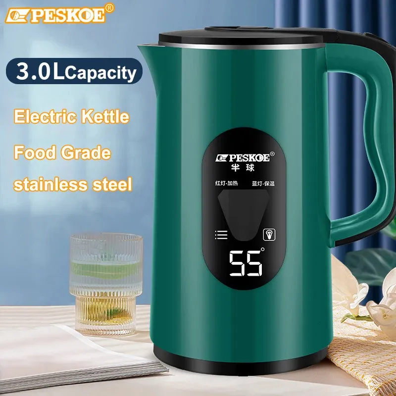 Электрический чайник с дисплеем температуры, электрический чайник с постоянной температурой 55 градусов, чайник из нержавеющей стали, 3 л, 240228
