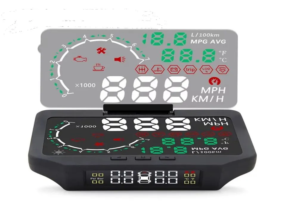 HUD TPMS Głowa Up Display Universal OBD2 HUD Wyświetlacz Samochód samochodowy Up Wystawa Wyświetlacz Czujnik ciśnienia oponowy Projektor Elektronika 7906663