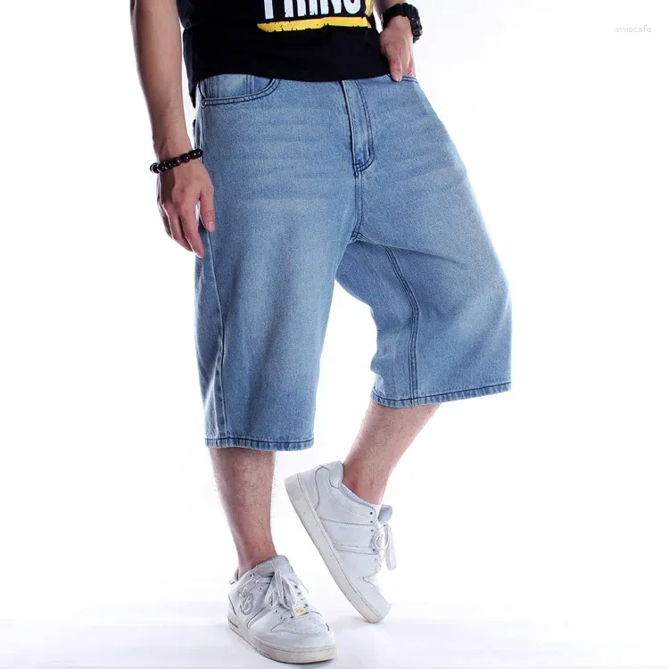 Men's Jeans Hip Hop Fashion Shorts Loose Cropped Pants Plus Size Medium Skateboard