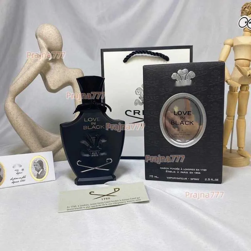 Parfum original de luxe unisexe, vaporisateur sexy pour dames, parfum durable, amour en noir, 75ml