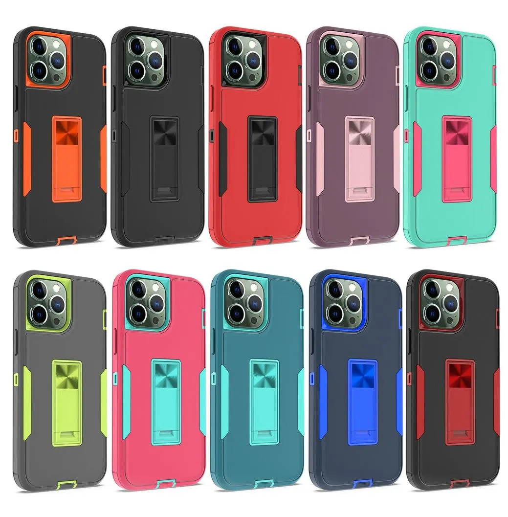 Hybrid Armor Invisible Bracket Phone Cases For iPhone 13 Pro Max 12 11 7 8 Plus Durable Defender Shockproof Rubber Protective Mobi9876827