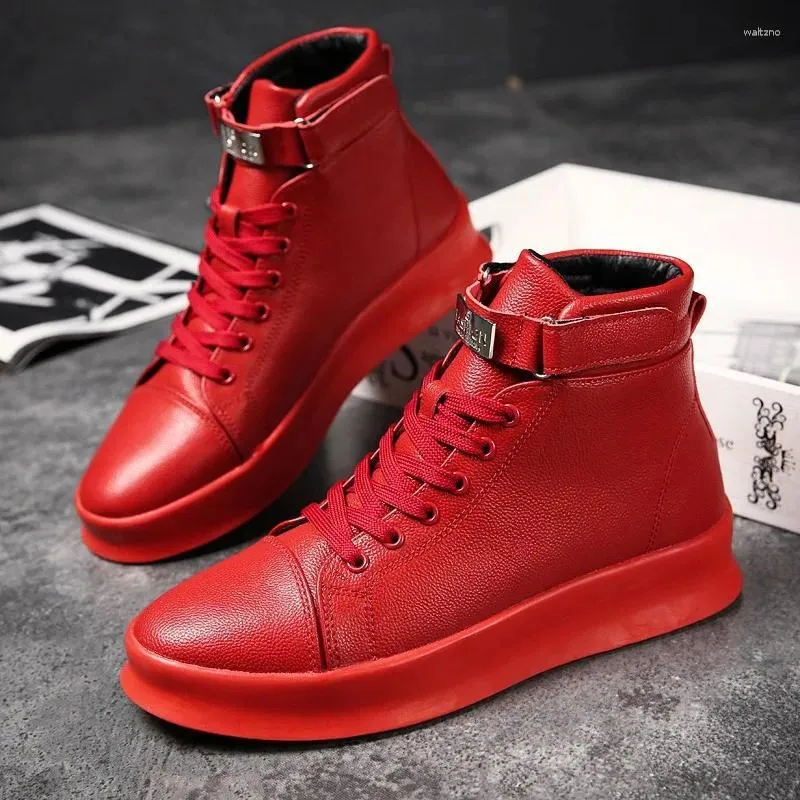 Chaussures décontractées montantes pour hommes, Version coréenne de la tendance, baskets de sport d'automne en cuir, M853