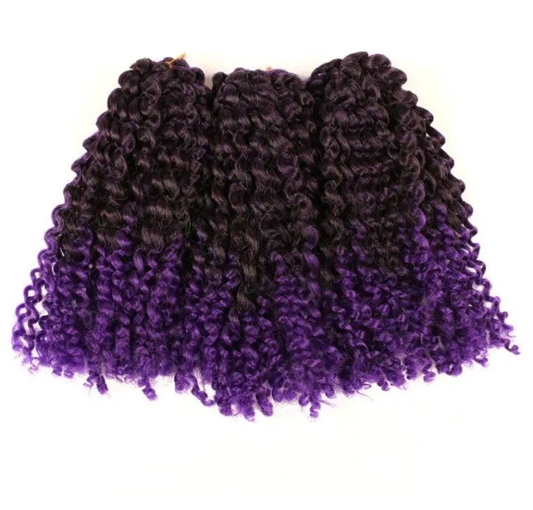 8 cali syntetyczne marlybob warkocze Afro Kinky Curly Hair Extension 90GPC OMBRE 24 Rootspack szydełko splot 9391244