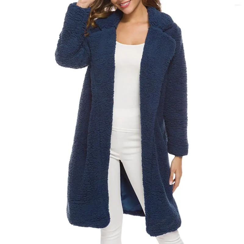 Vestes Femmes Automne Hiver Long Manteau Pour Femmes En Peluche Chaud Fausse Fourrure En Laine D'agneau Teddy Veste Femme Cardigan Outwear