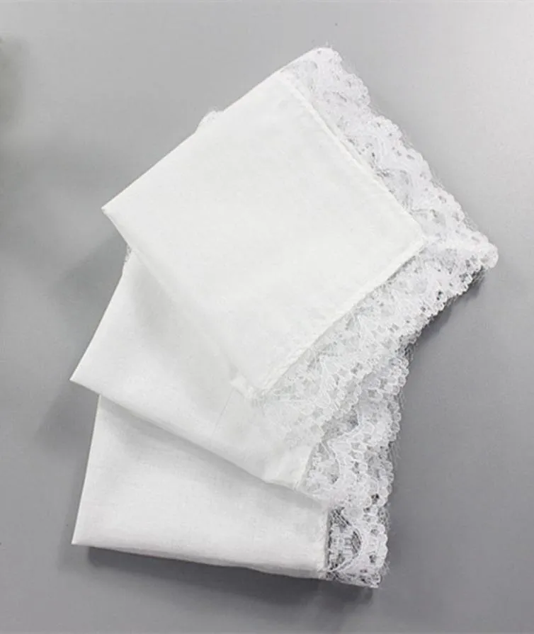 Mouchoir fin en dentelle blanche pour femme, cadeaux de mariage, décoration de fête, serviettes en tissu uni, blanc, mouchoir DIY, 2525cm8889315
