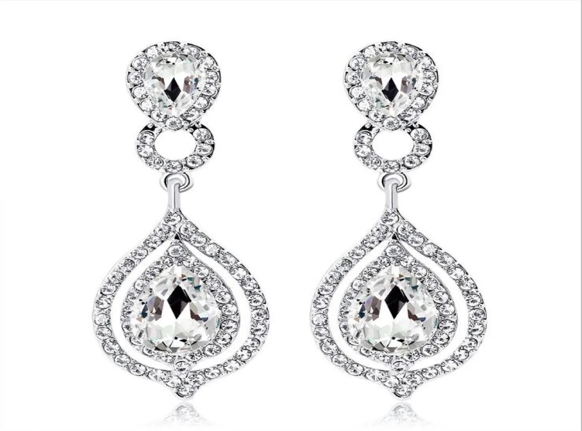 Shining Crystals Earrings Rhinestones Long Drop Earring For Women Bridal Jewelry Wedding Present For Bridesmaids In Stock Cheap Whole1708937