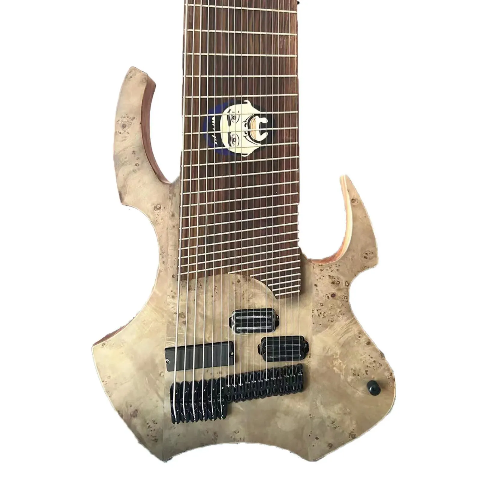 Orms Djent Jared Dines 18 Strings monstrosity Spalted Maple Top Satin Grey Electric Bass Guitar Mahogany xyloPhone Body Rosewood Fingerboard 6 +12 Black hardware