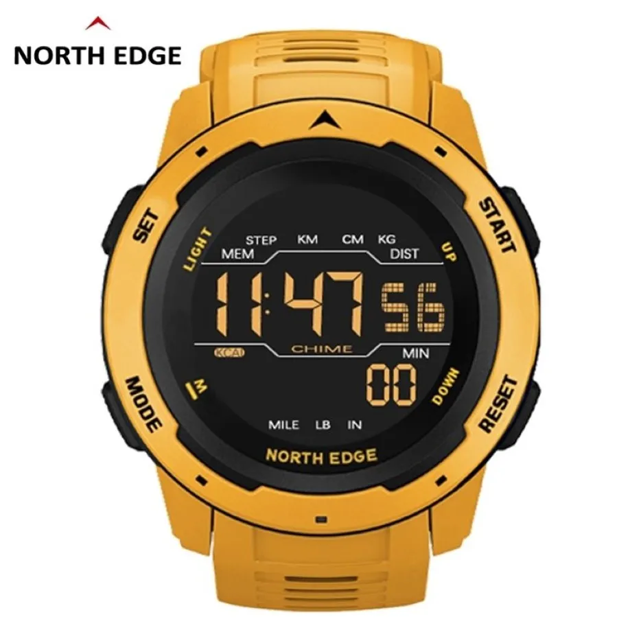 North Edge Men Digital Watch Watch Watche Sports Watches Dual Time Cotomet Alarm Waterproof 50m Digital Watch Clock334s