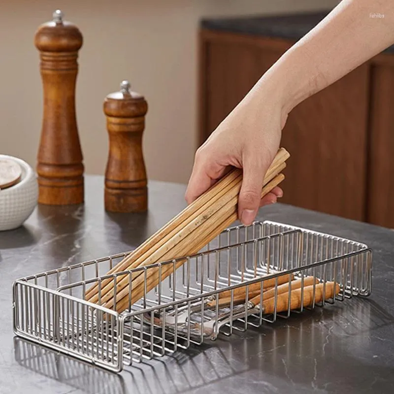 Contenitori per cucina Portaposate in acciaio inossidabile 304 Cucchiaio Forchetta Bacchette Cestino Staccabile Scarico Rack Organizer Accessori