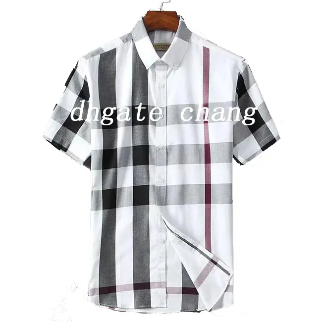 Chemise boutonnée Designer de luxe Hommes Chemise décontractée Mode Géométrie Classique Chemise imprimée à carreaux Burrerys Hommes Polo d'été à manches courtes Busines en coton de haute qualité