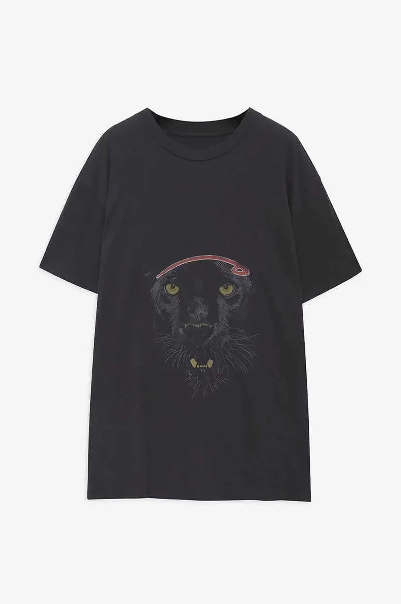 Femmes designer T-shirt Leopard Head Imprimé lavage de la levure de neige sauté