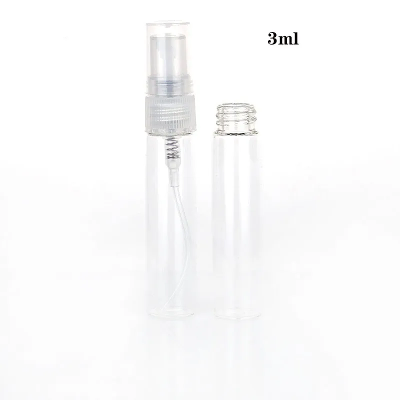 Flacon pulvérisateur de parfum en verre transparent Portable de 3ml, conteneurs cosmétiques vides avec atomiseur pour voyageur