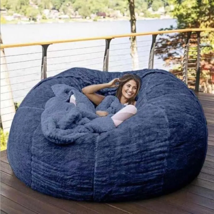 Stol täcker Microsuede Foam Giant Bean Bag Memory Living Room Lazy Sofa Soft Cover250w
