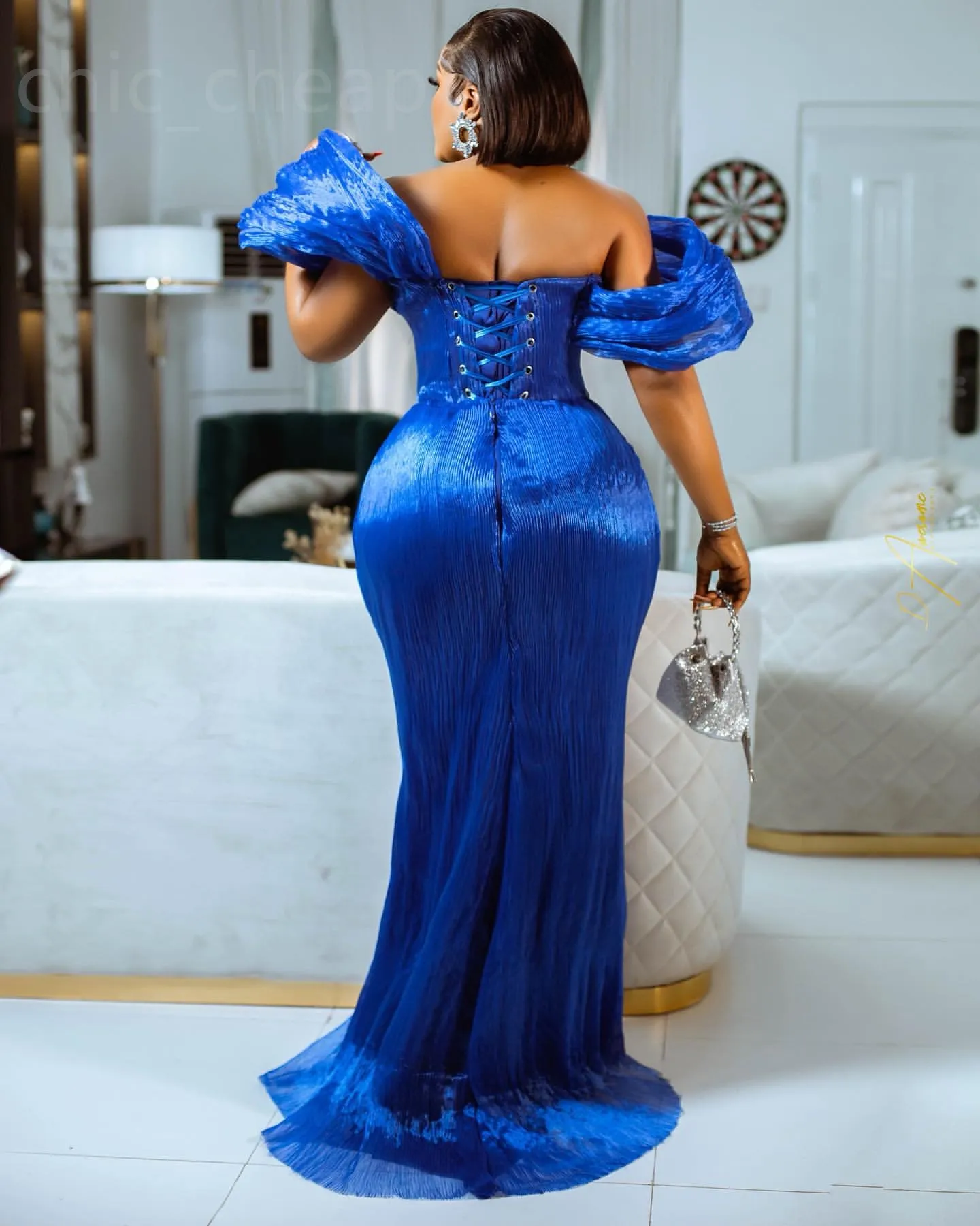 semi formal dresses royal blue Off The Shoulder Sequined Sheath Slit Elegant Prom Dresses, CP0763 US12 / Custom Color(leaving a note) please feel free to send us messages Royal Blue Semi Formal Dresses