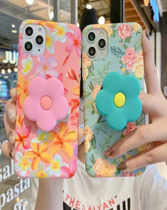 Vintage Mignon Fleur Feuilles Support Pour iPhone 11 12 11Pro Max XR XS Max X 7 8 Plus 11Pro SE 2020 Support Pliant Cover8563072