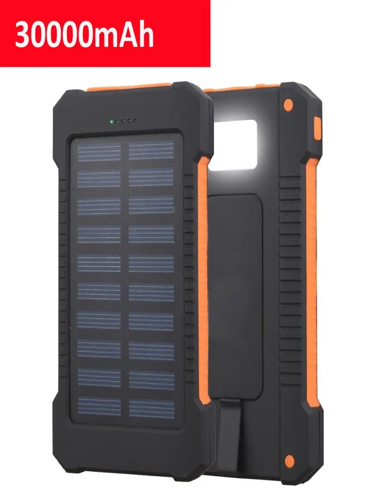 30000 mAh Solar Power Bank Große Kapazität Tragbare Handy Ladegerät LED Outdoor Reise PowerBank für Xiaomi Samsung7624671