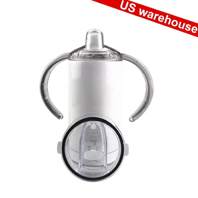 Magazzino USA 12 once Sublimazione Dritto Sippy Cup Doppio coperchio Bicchiere Vuoto Acciaio inossidabile Lucido a doppia parete Isolamento sottovuoto Water2600