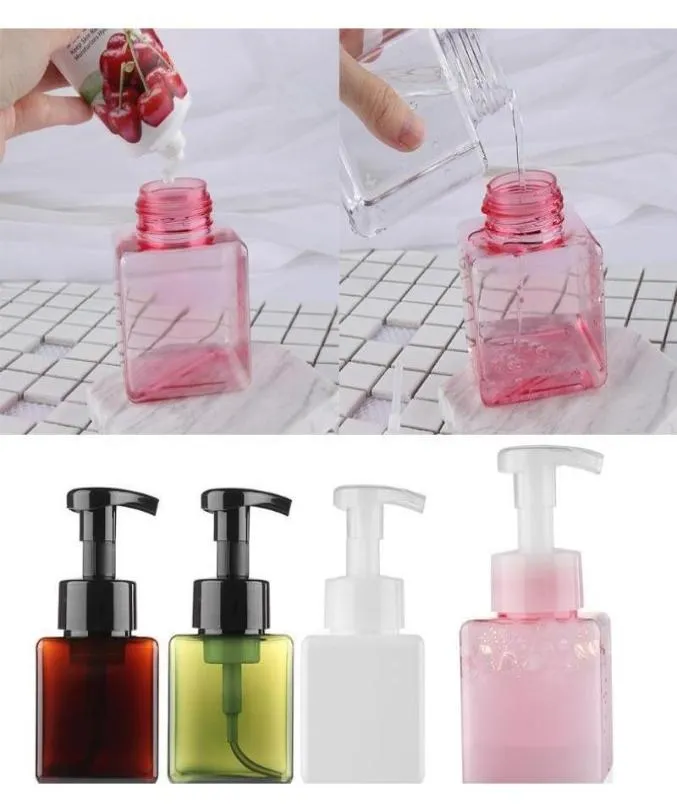 11pcslot Plastic Clear Liquid Foaming Återfyllningsbara flaskor Frotning Pump Soap Dispenser Shampoo Lotion Bottling med cap container3545811