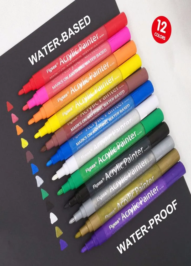 Permanent markörfärgpennor blandade färger Markers Stationery School Office levererar CD Wood Rock Tire Mark Acrylic Paint Marke2018512