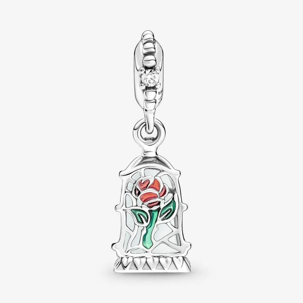 100% 925 Sterling Silver Enchanted Rose Dangle Charm Fit Original European Charms Bracelet Mode Femmes Mariage Fiançailles Jewelr279C