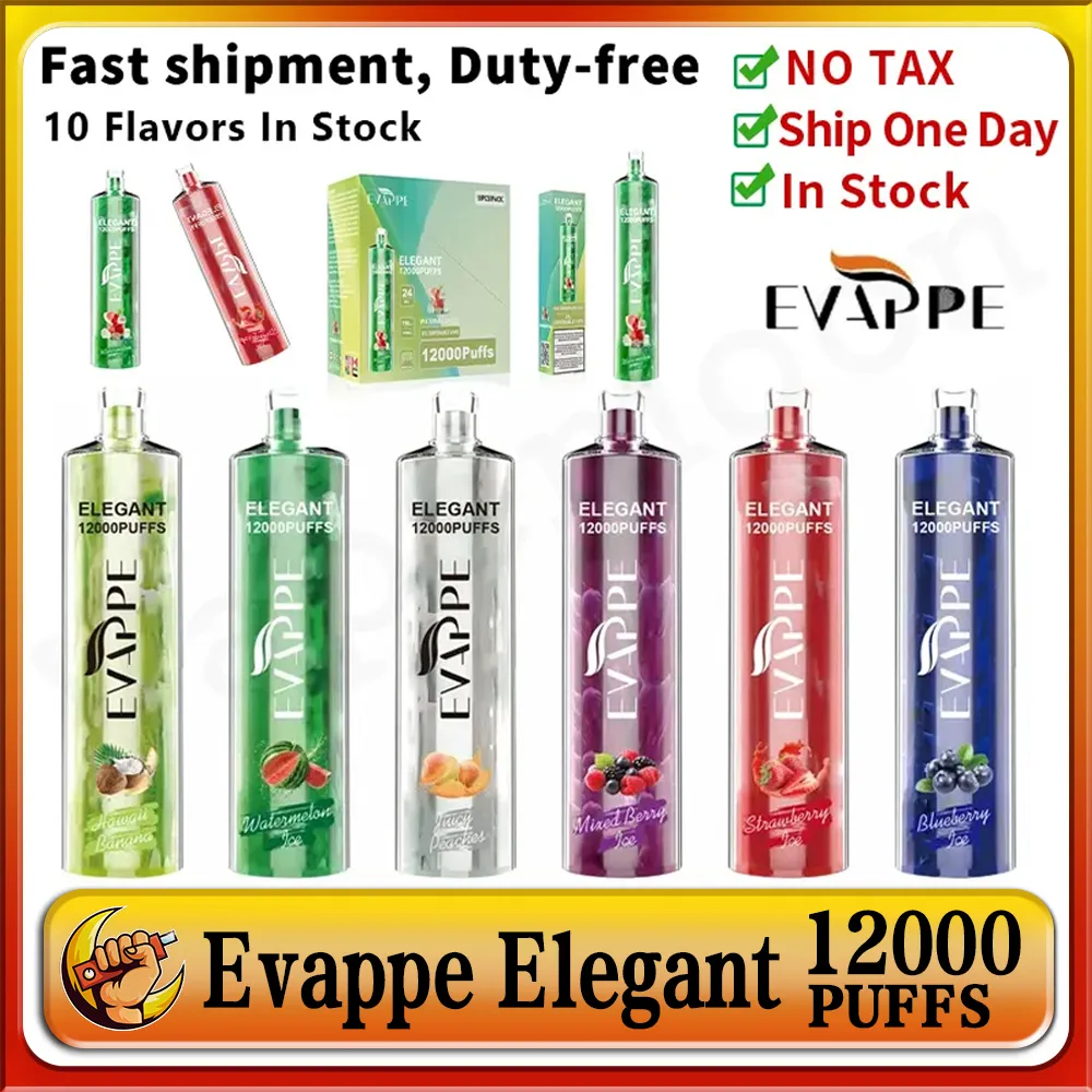 Evappe original Elegant 12000 Puffs Vaper Electronic Cigarette Wholesale I Vape Vozol Star 0% 2% 5% Nicotine Dlitor Vapes Elf Crystal Jnr Shisha E Cig
