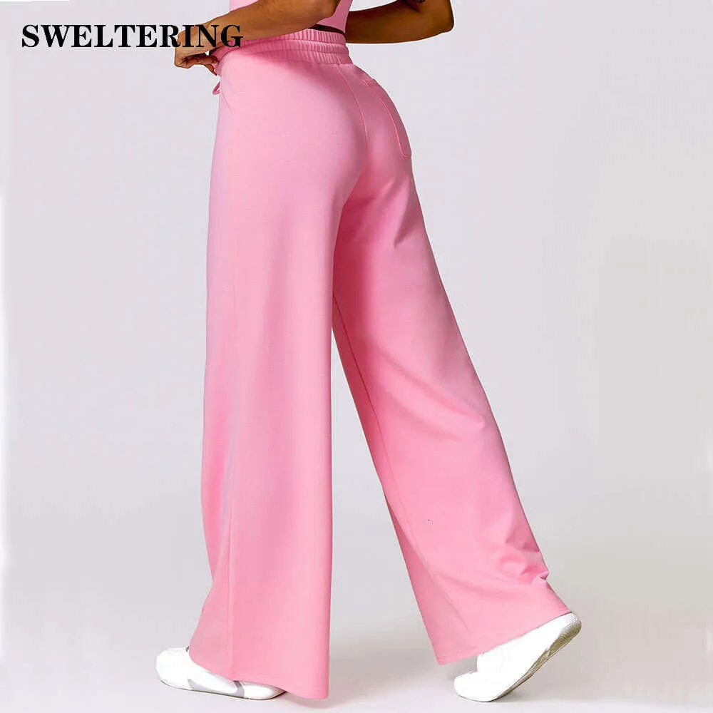 Lu Align Pant Lemon and Tied Warm Leisure Waist Loose Fitting Running Sports Women's Outdoor Straight Wide Leg Pants Gym Jogger Sports