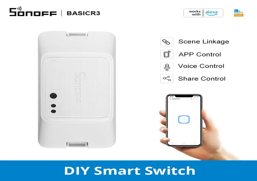 SONOFF BASIC R3 Smart ONOFF WiFi переключатель Таймер освещения Поддержка APPLANVoice Пульт дистанционного управления Режим DIY Работает с Alexa Google Home9521351