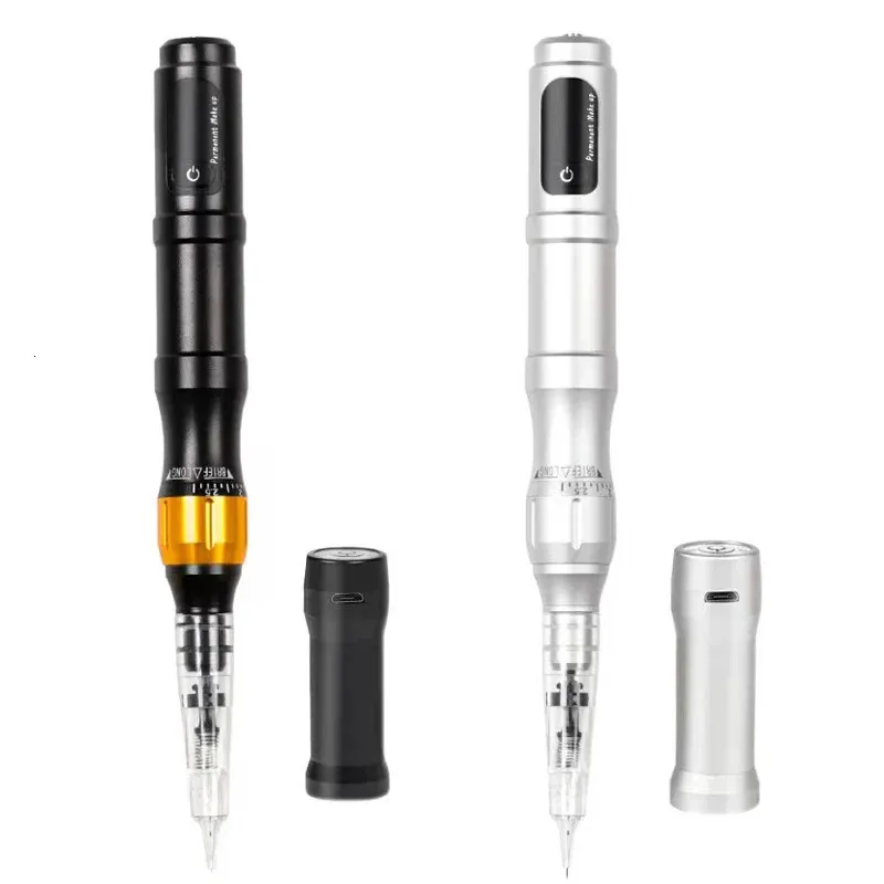 Digital Wireless Eyebrow Tattoo Machine Kit med batteri 5st Catron Needles PMU Microblading Tool Permanent Makeup Pen 240306