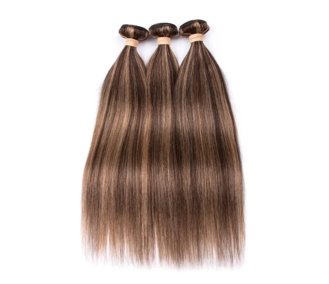 Piano Color Indian Human Hair Bundles Silky Straight 427 Brown Highlight Mixed with Honey Blonde Piano Color Human Hair Weft Ext5492050