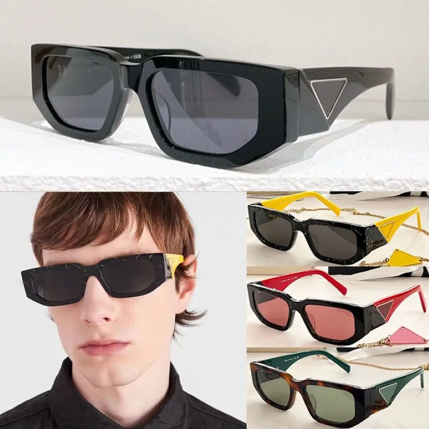 Designer Símbolo Óculos de Sol Tridimensional Triangolo Assinatura PR09 Homem Mulher Goggle Beach Shades Retro Preto Angular Rectangular225G