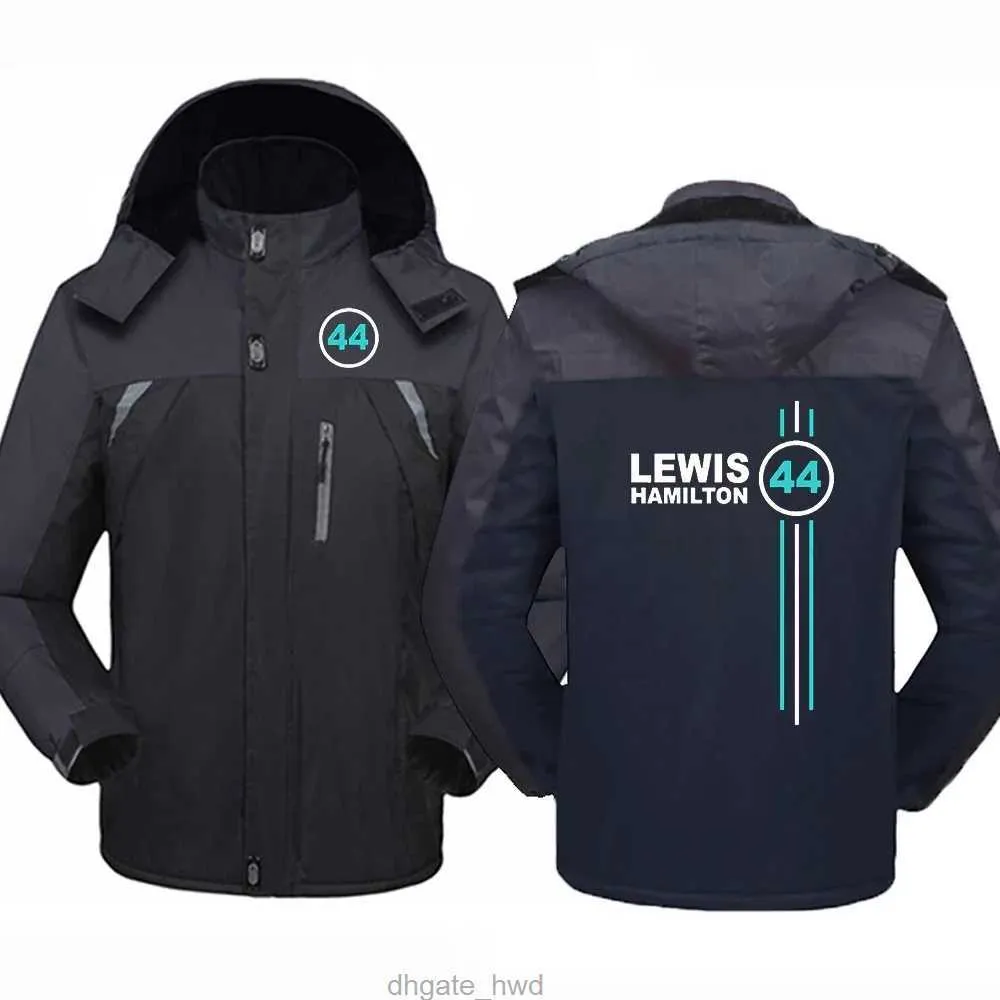 F1 Driver Lewis Hamilton Digital 44 Mens Hooded Tjockning dragkedja Håll varm vindtät utomhusrörelse snygga komfortkläder