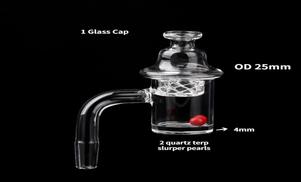 Smoking set OD25mm 4mm thick quartz banger nail kit with spinning carb cap and terp pearls male female 10mm 14mm 18mm for Dab Rig 2204545