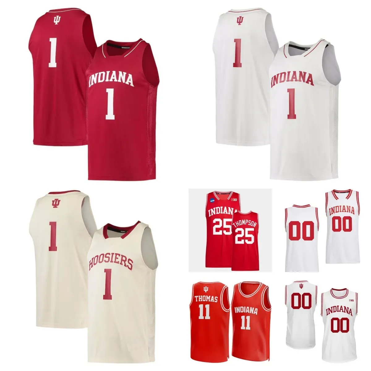 Benutzerdefiniertes Indiana Hoosiers College-Basketball-Jersey mit beliebigem Namen und Nummer, Rot, Weiß, 4 Victor Oladipo 0 Langford 11 Thomas, Herren-Jugendtrikot