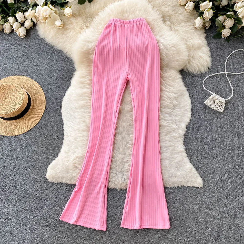 Capris Flare Pants Elastyczna kobieta spodni capris wysoki talia streetwear y2k dresspants miękkie spodnie mejr pantalones Dropship damskie ubrania