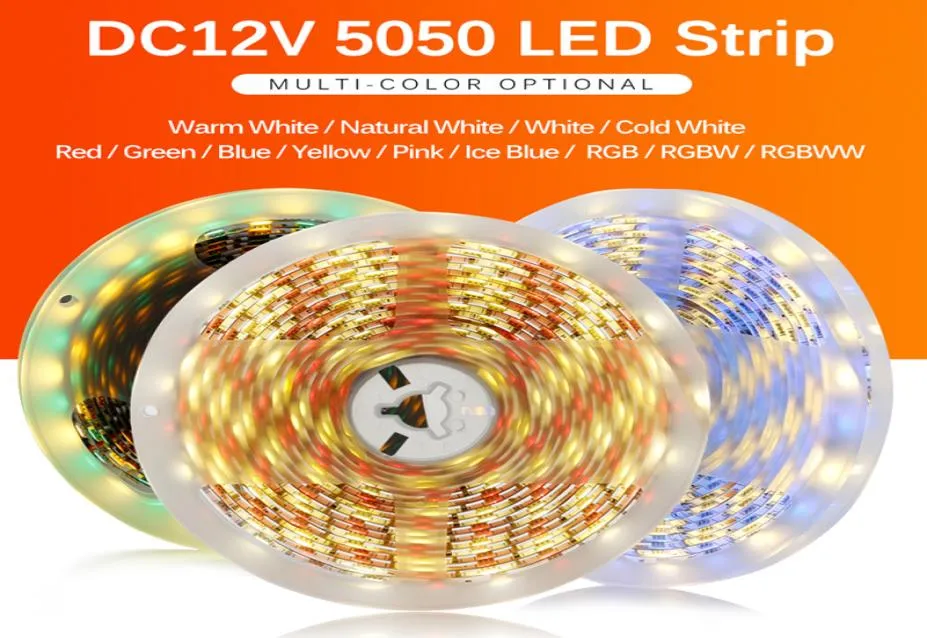 LED Şerit 5050 DC12V 60LEDSM Esnek LED Işık RGB RGBW 5050 LED Strip 300LEDS 5MLOT2520353