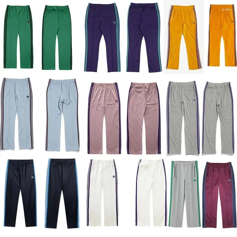 Pantalons pour hommes Aiguilles à rayures multicolores Pantalons de survêtement Papillon Broderie HipHop High Street Pantalons Bell-Bas Hommes Femmes Casual