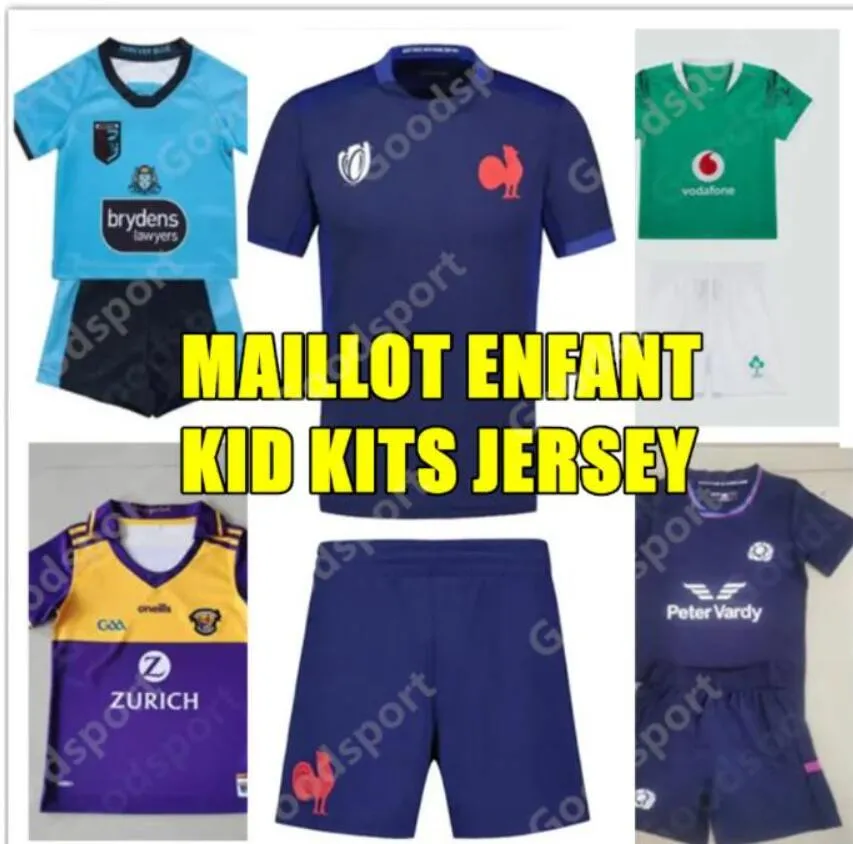 2324 Sud Australia Africa FRANCESE FIJI DRUA GAA MAGLIE RUGBY KIT BAMBINI FORMULA F1 blu Holden set Inglese Irlanda maroons Tonga kit ragazzi giovanili Minikit