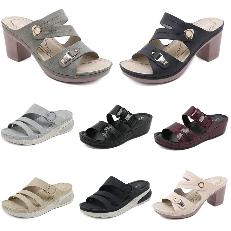 2024 Sommer Damenschuhe Sandalen Niedrige Absätze Mesh-Oberfläche Freizeit Mama Schwarz Weiß Rot Grün Große Größe 36-42 O25 GAI