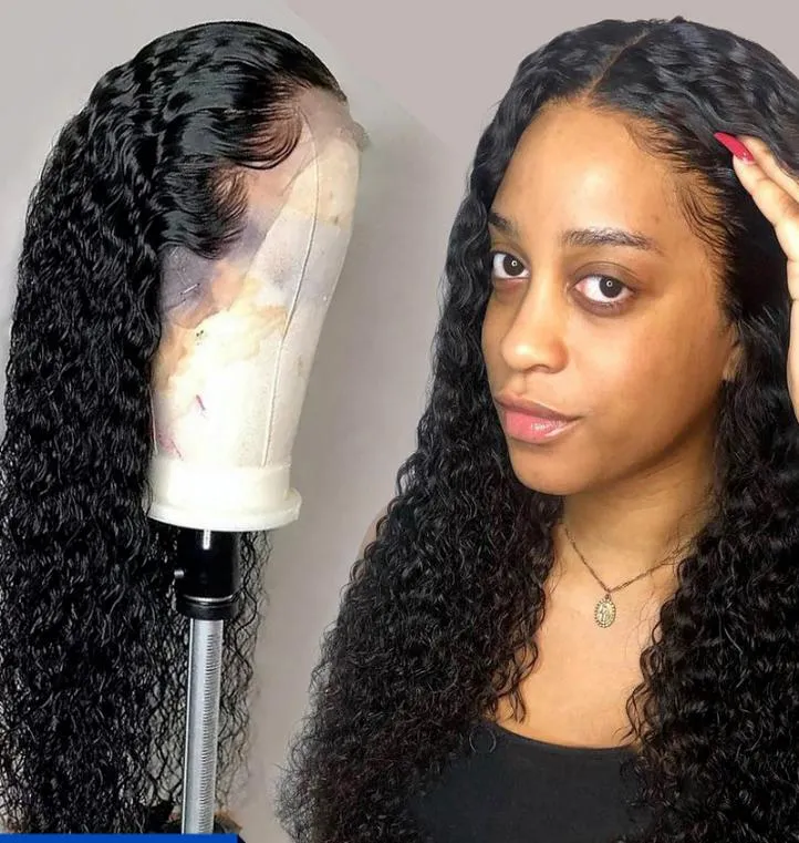 شعر مستعار الألياف الأمامية الدانتيل للنساء السوداء العميق الموجة العميقة HD BOB BOB BRAZILIAN AFRO قصيرة 30 بوصة المياه full8112377