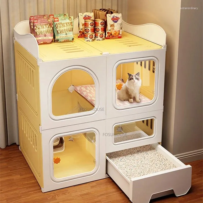 Cat Carriers Simple Plastic Cages Indoor House Villa Enclosure Large Free Space Supplies Creative Pulley Cage