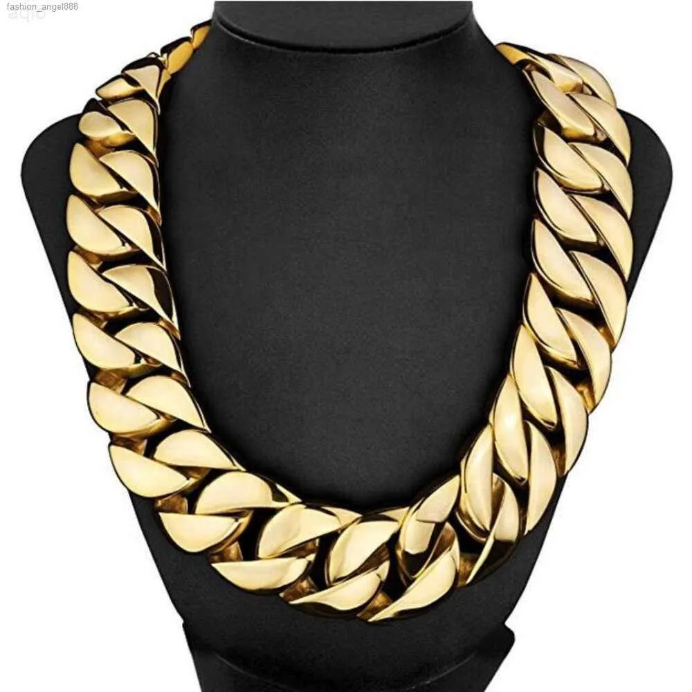 DHgate Mens Large 18k Gold Plated Chunky Cuban Curb Chain Necklace Jewelry
