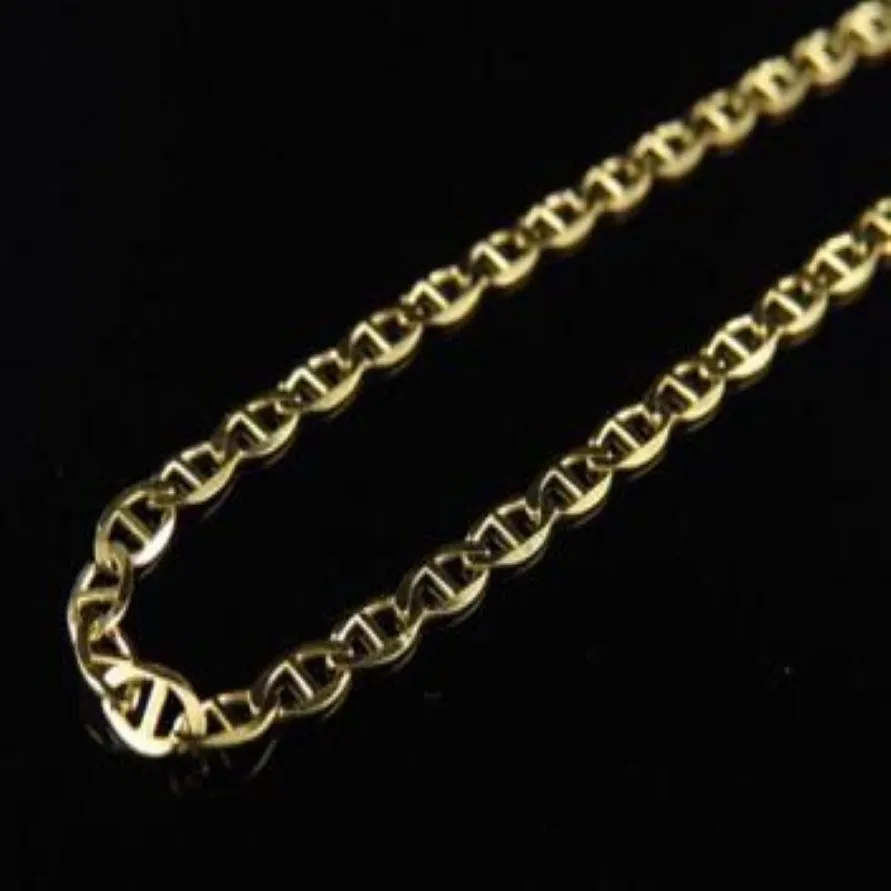 Men's 10K Solid Yellow Gold 2 5MM Flat Mariner Link Style Chain 16-24 Inches246o