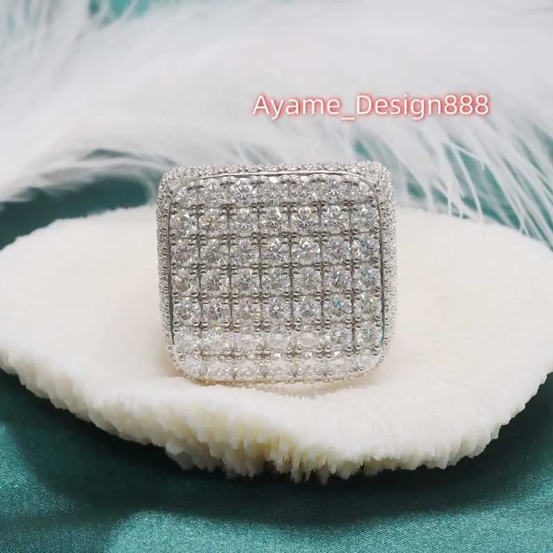 Paston Takı Toptan Moissanite Full Stones Erkek Yüzük Buzlu 925Sterling Gümüş Moissanite Hip Hop Takı