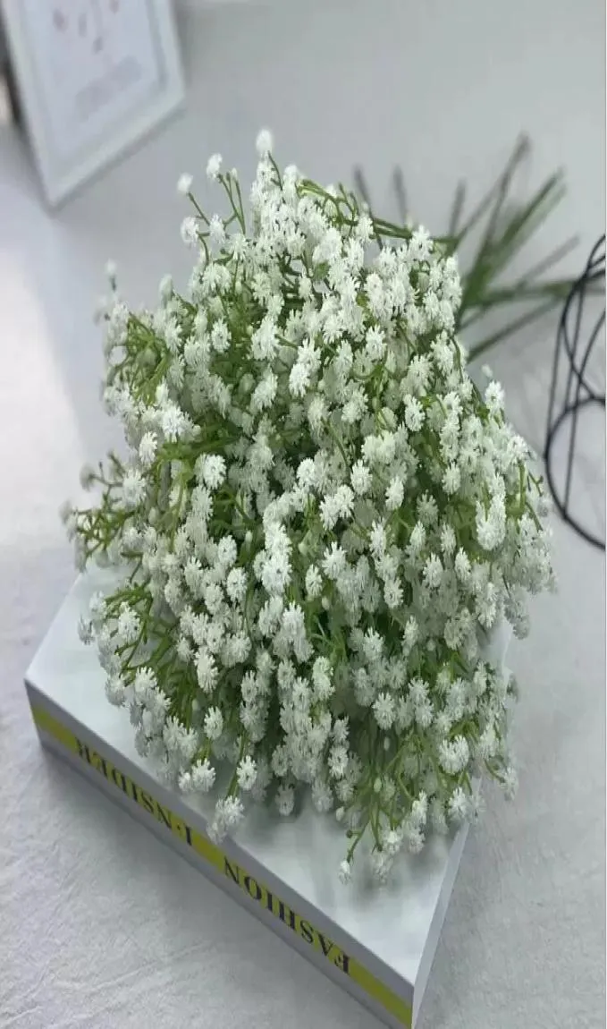 Tek beyaz gel Gypsophila Bebek Nefes Yapay sahte ipek çiçekler bitki ev düğün dekorasyonu7951063