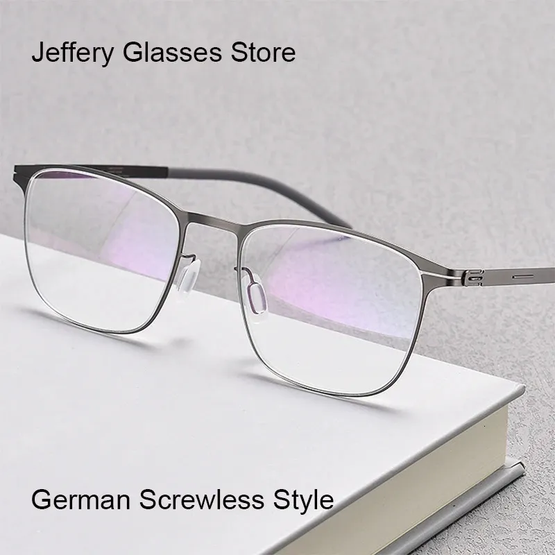 Germany Square Utra-light 7.5g Screwless Glasses Frame Men Fashion Prescription Eyewear Myopia Eyeglasses Spectacles Anti Blue 240227