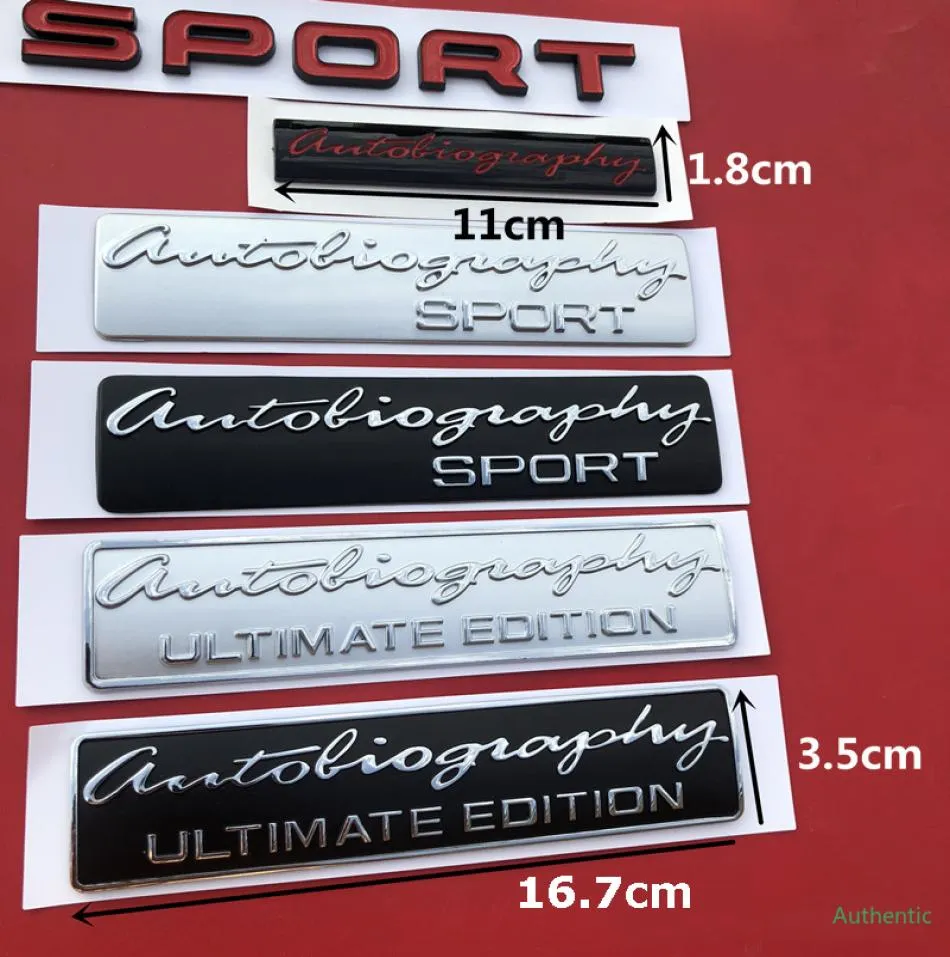 Insigne de barre d'emblème de SPORT d'édition ultime d'autobiographie SV d'écriture manuscrite pour l'autocollant de Logo de coffre de voiture de Range Rover Executive Limited7289855