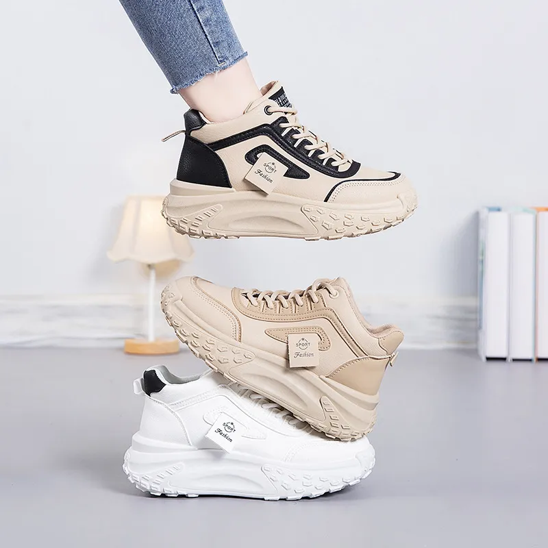 Tide 2024 spring new Korean version of daddy shoes female students thick sole sports increase running casual shoes Super AAA+ women's shoes