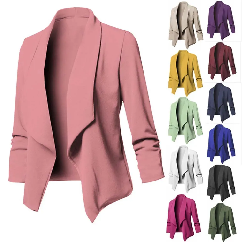 Femmes Slim Blazers surdimensionné S-5XL 12 couleurs femme solide à manches longues affaires vêtements de travail Cardigans ZC545 240223